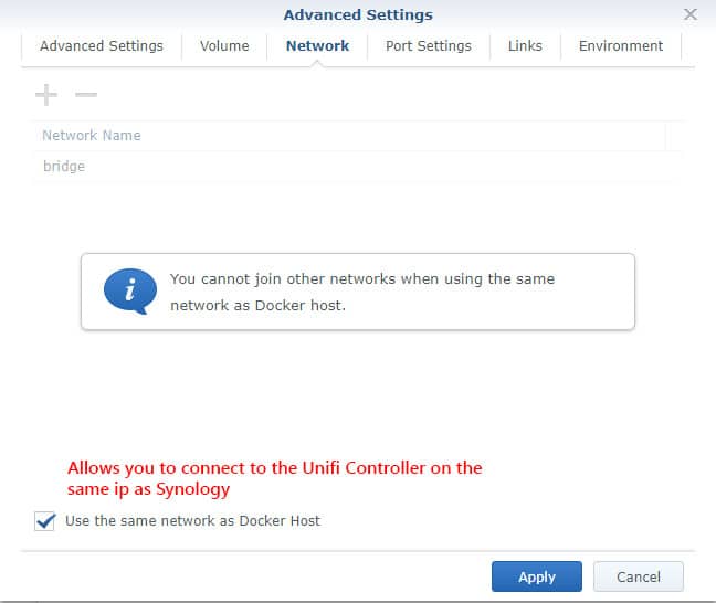 Unifi Controller Same Network as Synology