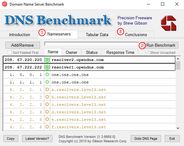 DNS Bechmark to find fastest DNS Server