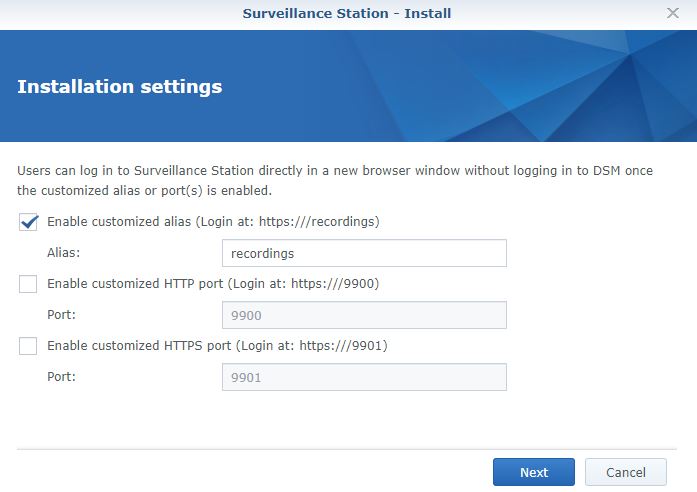 Install Surveillance Station Settings