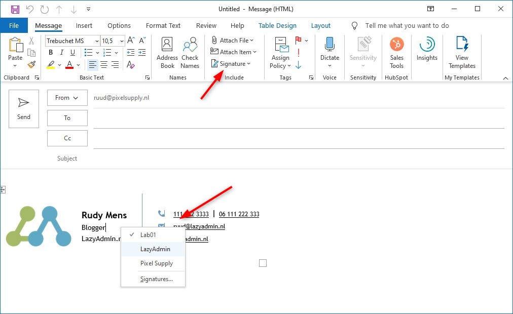 Change Email Signature in Outlook