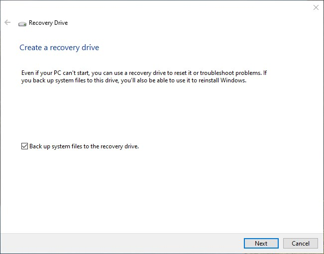 Windows 10 Recovery Drive