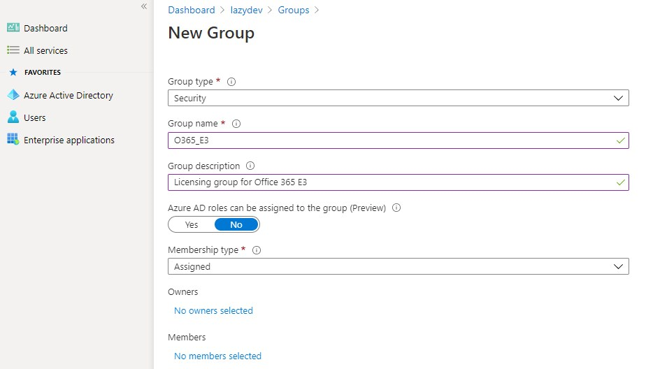 office 365 group based licensing