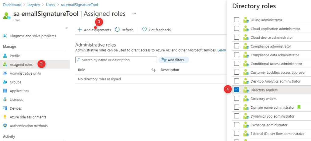 Azure AD admin roles