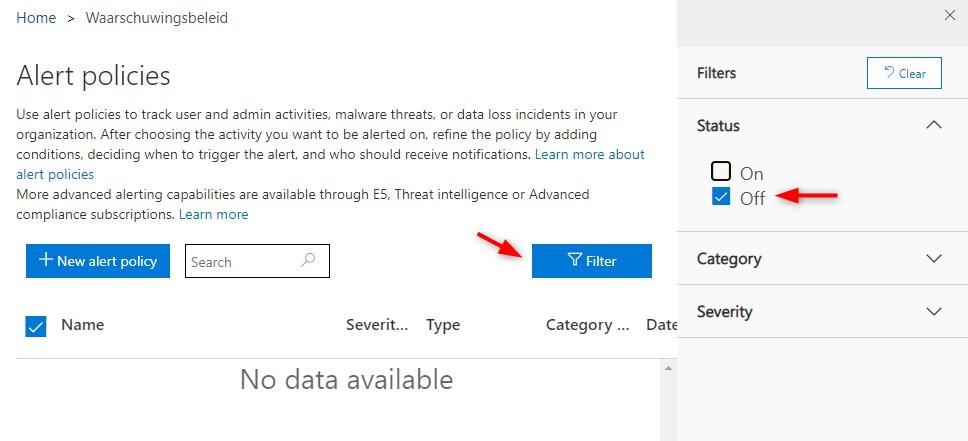 Alert policies to secure office 365