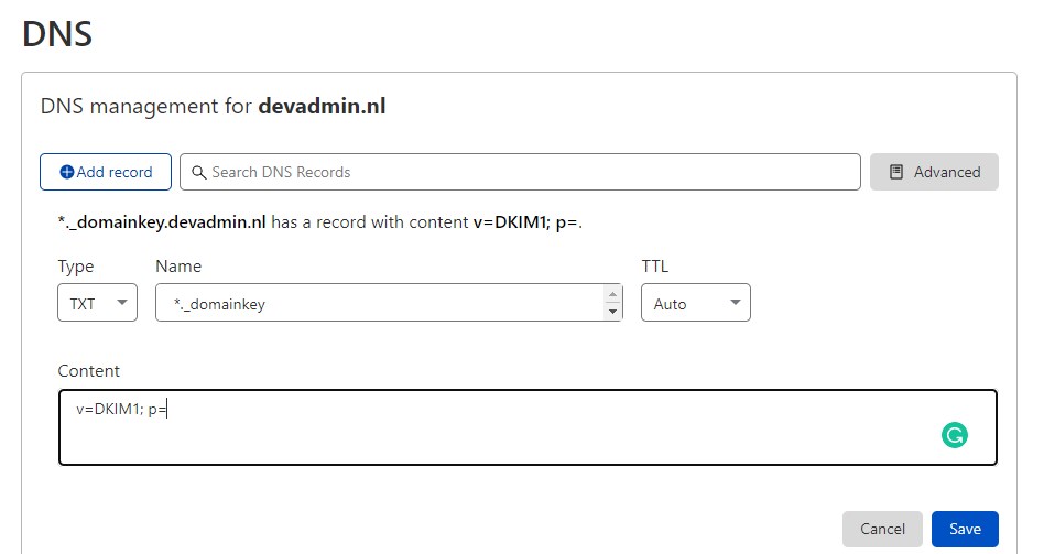 dkim for non mail domains
