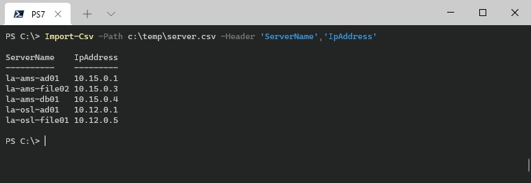 import csv with headings