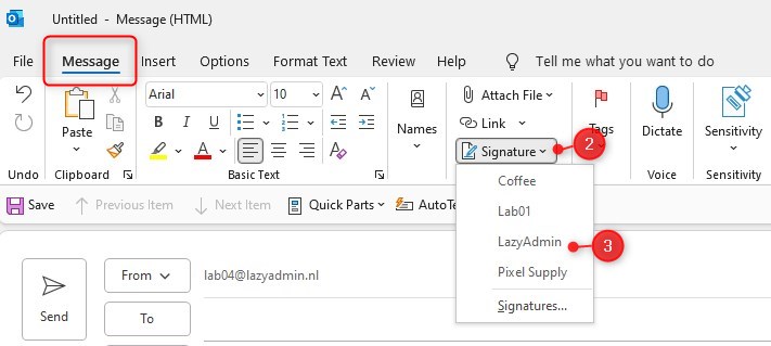 how to set signature in outlook