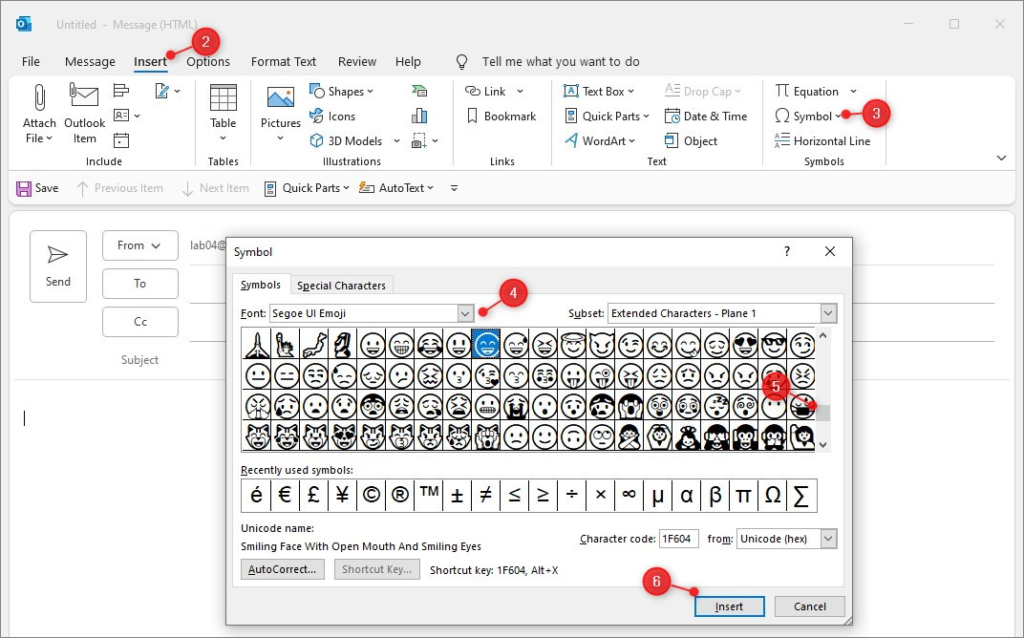 Emoticons in Outlook