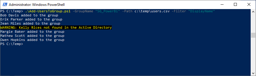 Add Users to Group from CSV with PowerShell