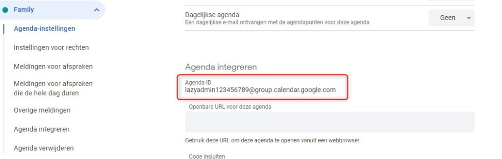 Google Calendar ID