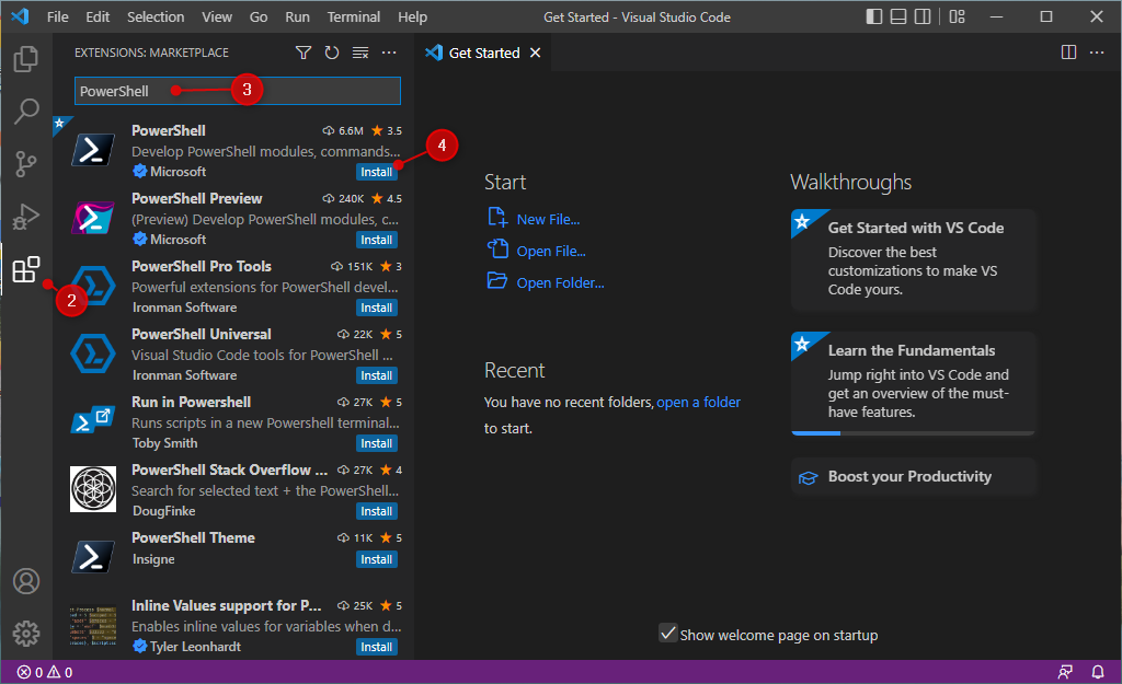 PowerShell Editor Visual Studio Code