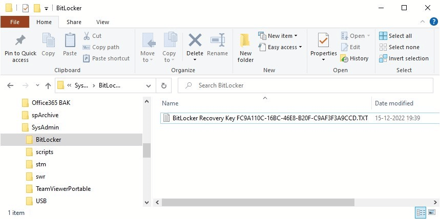 BitLocker Recovery File