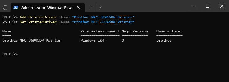 Add printer driver with PowerShell