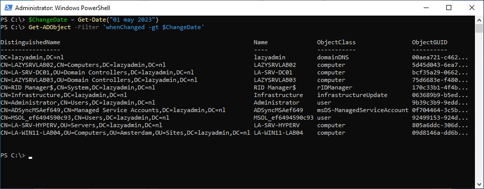 get-adobject cmdlet powershell