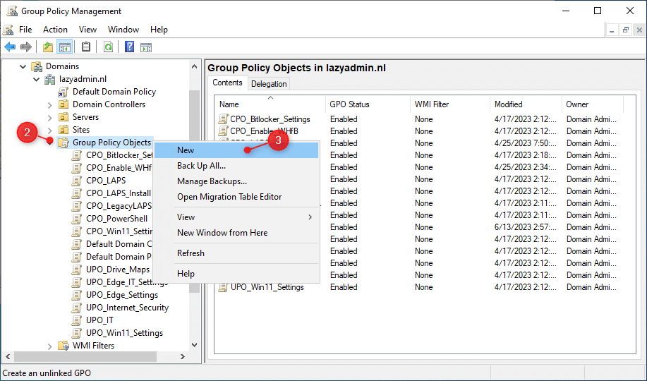 Create new GPO for drive map