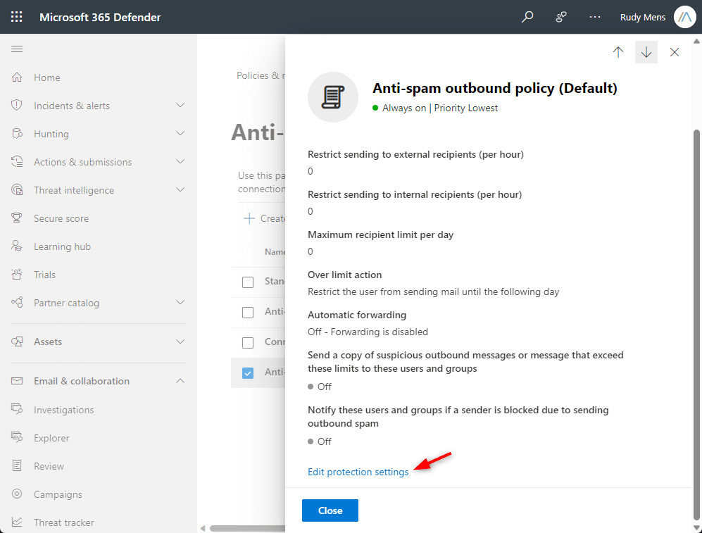 Edit anti-spam policy