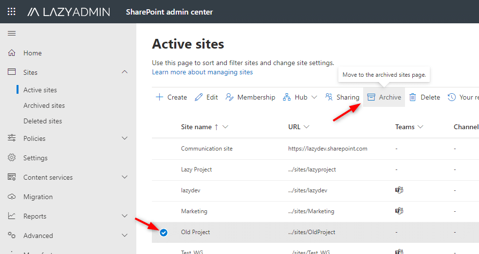 Archive SharePoint Site